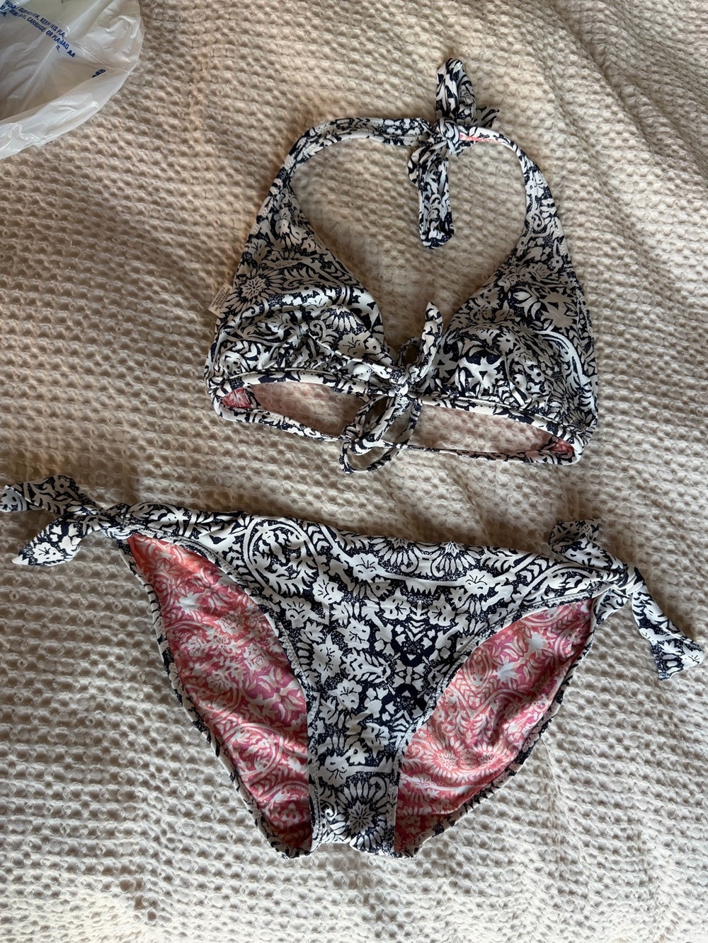 Tommy Bahama Navy & Pink Floral Lined Bikini Set